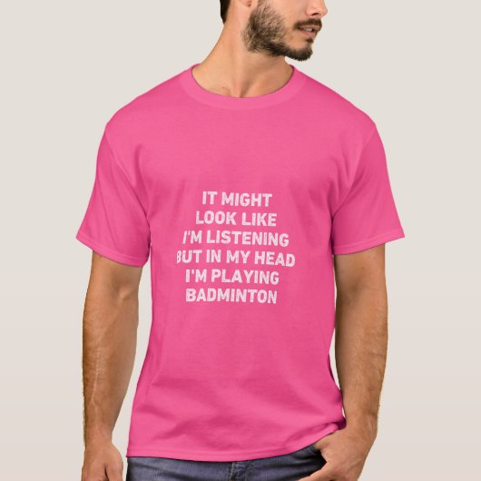 バドミントンおもしろい選手 Tシャツ (正面)