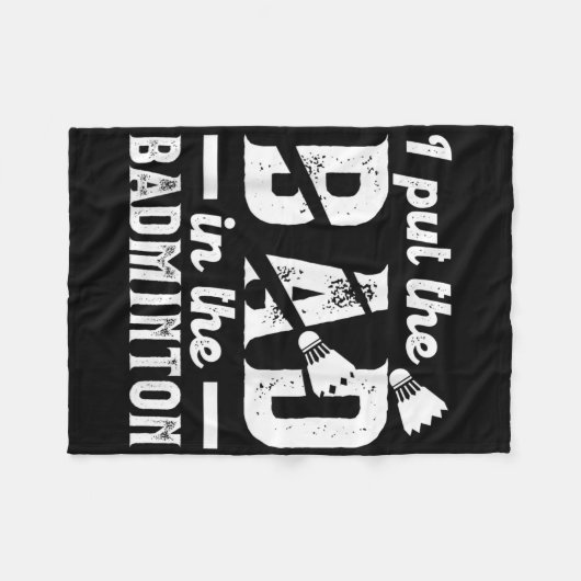 バドミントンおもしろい_シャトルバドミニに悪い人を入れる フリースブランケット (正面(横))