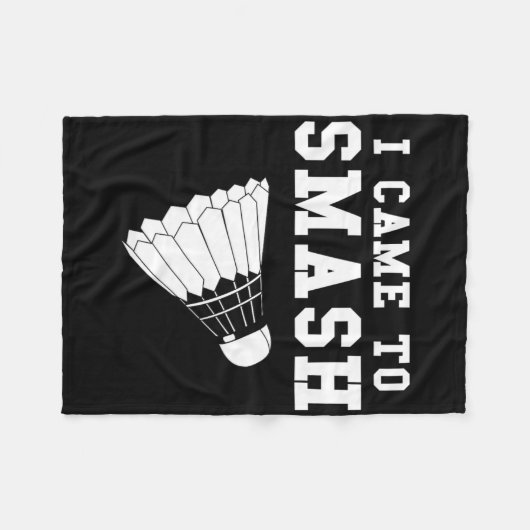 バドミントンおもしろい・ユーモア・スマッシュシャトル引用文 フリースブランケット (正面(横))