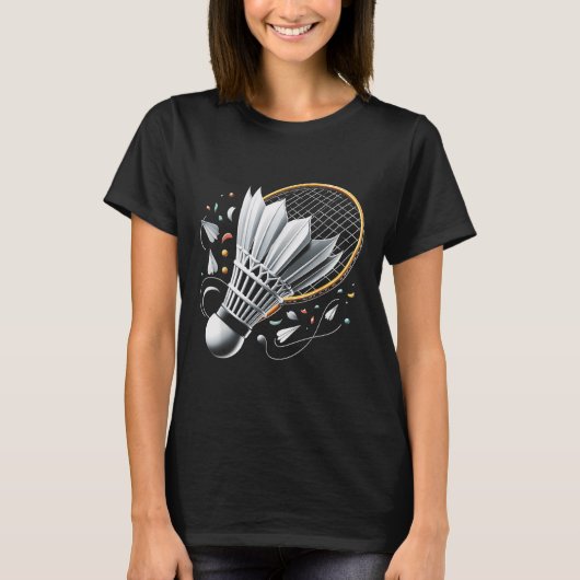 バドミントンお祝いサーブ アニメTシャツ Tシャツ (正面)
