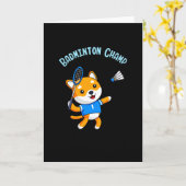 バドミントンがかわいい犬の子どもたちのスポーツをチャンピオン カード (黄色い花)