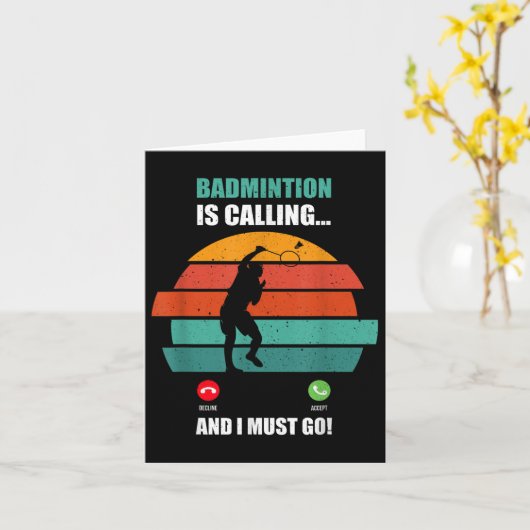 バドミントンがアクティブ・スポーツの電話ケースを呼び出している カード (黄色い花)