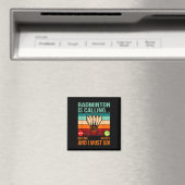 バドミントンが呼んでいる シャトルラバー プレーヤー コーチ グラフィック マグネット (インサイチュ (食洗機))