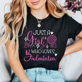 バドミントンが大好きな女の子のためのピンクのガーリースポーツデザイン トライブレンドTシャツ