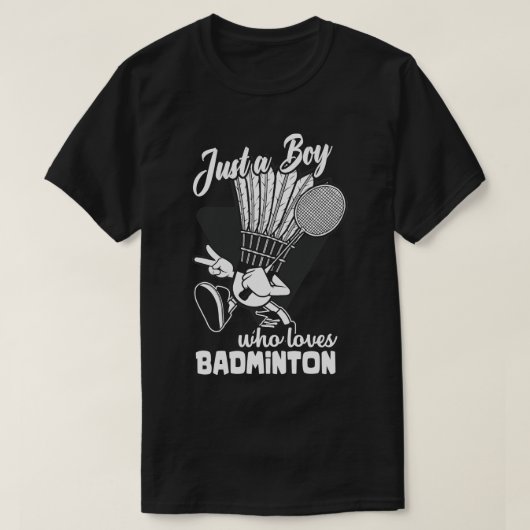 バドミントンが大好きな少年 Tシャツ (デザイン正面)