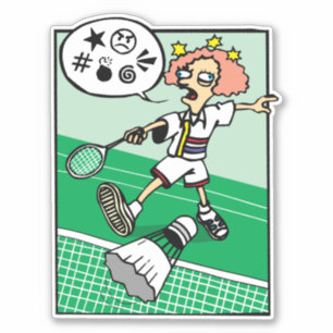 バドミントンで悪態をつく女子 シール