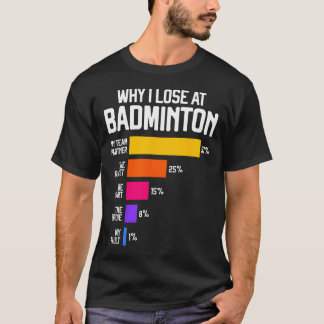 バドミントンで負ける理由 面白い言い訳 シャトルコック Tシャツ