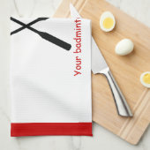 バドミントンのギフト、ラケットとシャトルコックカスタム キッチンタオル (四つ折り)