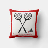 バドミントンのギフト、ラケットとシャトルコックカスタム クッション (裏面)