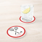 バドミントンのギフト、ラケットとシャトルコックカスタム コースター (側面)