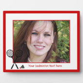 バドミントンのギフト、ラケットとシャトルコックカスタム フォトプラーク (正面)