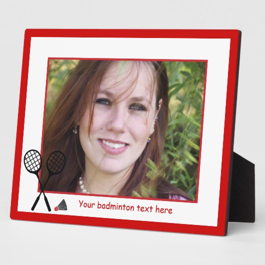 バドミントンのギフト、ラケットとシャトルコックカスタム フォトプラーク (側面)