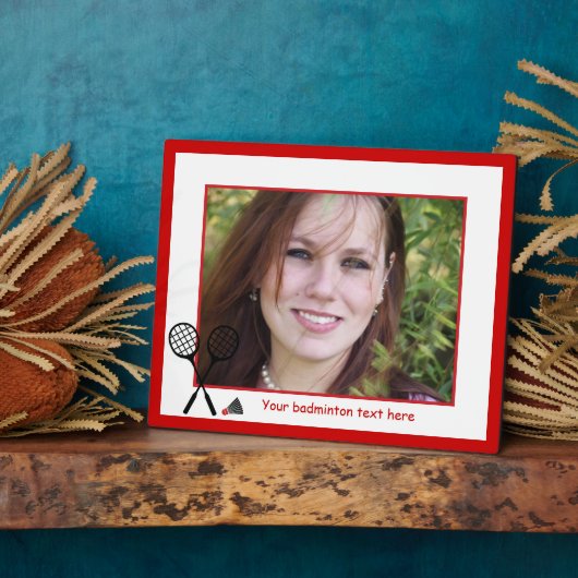 バドミントンのギフト、ラケットとシャトルコックカスタム フォトプラーク (側面)