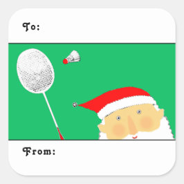 バドミントンのクリスマスギフトタグ スクエアシール