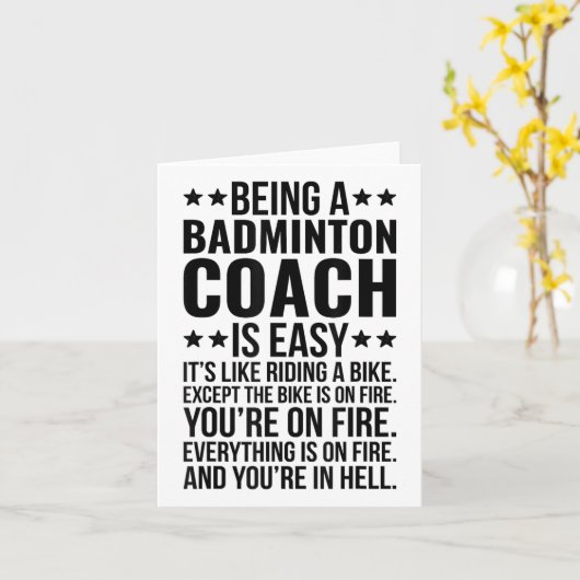 バドミントンのコーチの仕事であるバドミントンおもしろいインストゥル カード (黄色い花)