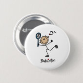 バドミントンのスティック図 缶バッジ (正面&裏面)