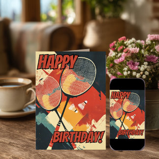 バドミントンの誕生日カード カード