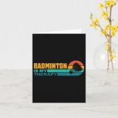 バドミントンは私のセラピー 面白いバドミントン選手 レトロ カード (黄色い花)