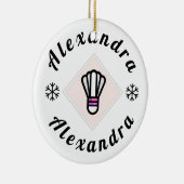 バドミントンカパーソナライズされたスタブルスノーフレーククリスマス セラミックオーナメント (右)