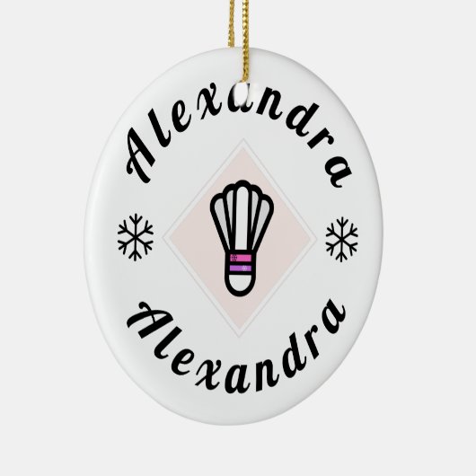 バドミントンカパーソナライズされたスタブルスノーフレーククリスマス セラミックオーナメント (右)