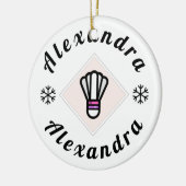 バドミントンカパーソナライズされたスタブルスノーフレーククリスマス セラミックオーナメント (左)