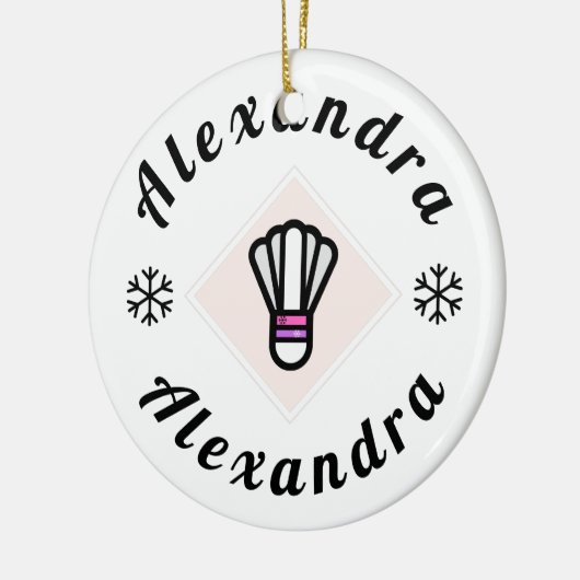 バドミントンカパーソナライズされたスタブルスノーフレーククリスマス セラミックオーナメント (左)