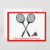 バドミントンギフト、ラケットとシャトルカスタム ポストカード (正面/裏面)