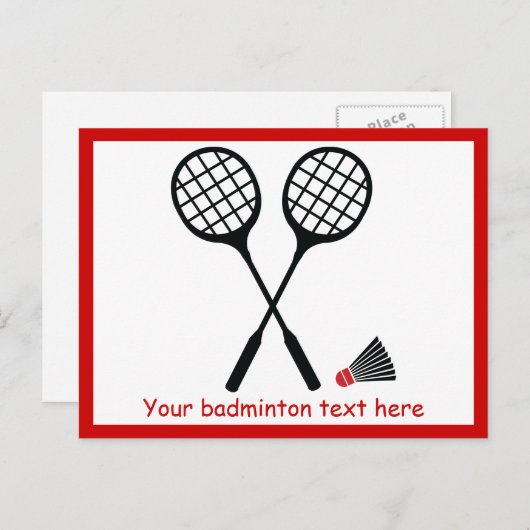 バドミントンギフト、ラケットとシャトルカスタム ポストカード (正面/裏面)