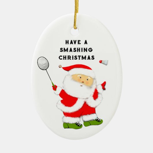 バドミントンクリスマスコレクション可能なセラミックオーナメント セラミックオーナメント (正面)