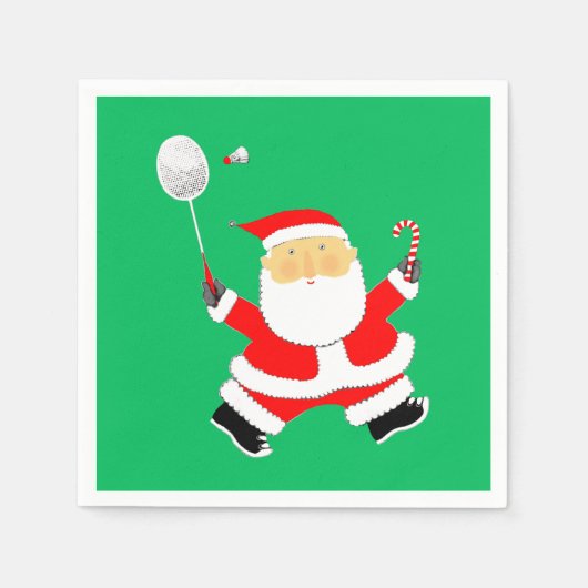 バドミントンクリスマススポーツパーティー スタンダードカクテルナプキン (正面)