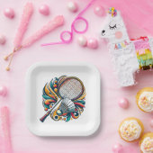 バドミントングラフィック ペーパープレート (パーティー)