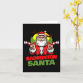 バドミントンサンタクロースのクリスマスホリデー – バドミント カード (黄色い花)