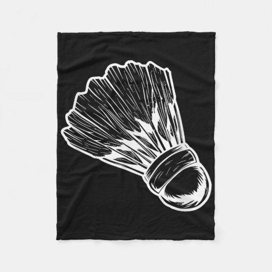 バドミントンシャトルスケッチバドミトニスト フリースブランケット (正面)