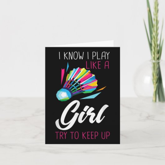 バドミントンシャトルバドミントンプレーヤーボールスポーツスマス カード (正面)