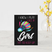 バドミントンシャトルバドミントンプレーヤーボールスポーツスマス カード (黄色い花)