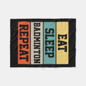 バドミントンスポーツプレイヤーレトロおもしろいギフト フリースブランケット (正面(横))