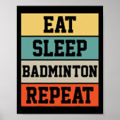 バドミントンスポーツプレイヤーレトロおもしろいギフト ポスター (正面)
