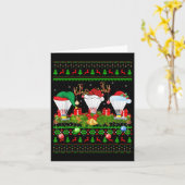 バドミントンスポーツラバークリスマスサンタ醜いバドミントンC カード (黄色い花)