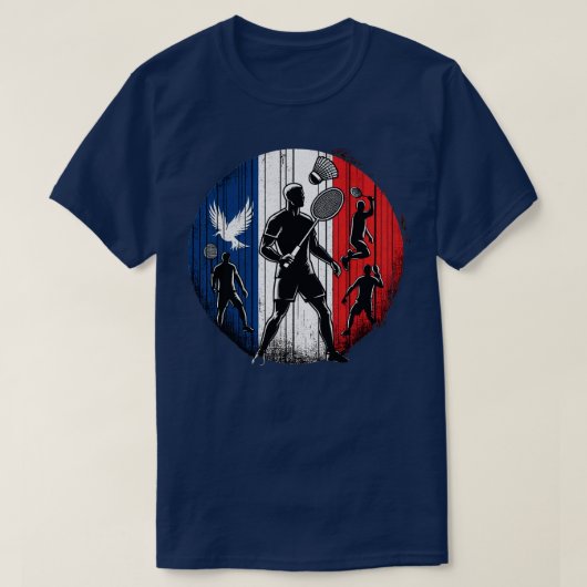 バドミントンスポーツヴィンテージボルブバドミントン Tシャツ (デザイン正面)