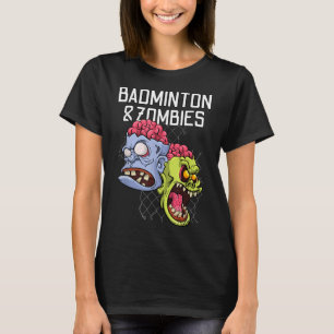 バドミントンゾンビ面白いスポーツゲームラケットシャトル Tシャツ
