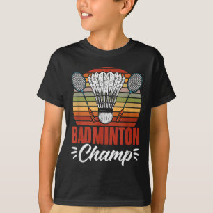 バドミントンチャンピオン ラケット シャトル ヴィンテージ バドミントン P Tシャツ