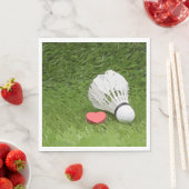 バドミントンナプキンシャトルコックと緑の愛 スタンダードランチョンナプキン (インサイチュ)