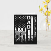 バドミントンパパアメリカンフラッグビンテージクリスマスクリスマス カード (黄色い花)