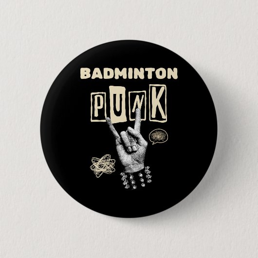 バドミントンパンクロックNロールラケットシャトルスポーツ 缶バッジ (正面)