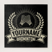 バドミントンパーソナライズされた選手の名前ラケットスポーツ ジグソーパズル (縦)