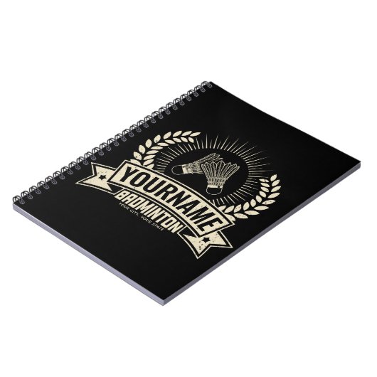 バドミントンパーソナライズされた選手の名前ラケットスポーツ ノートブック (左側)