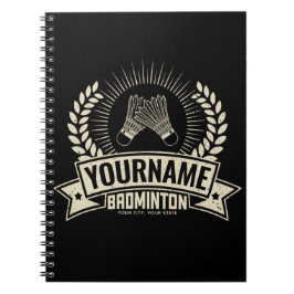 バドミントンパーソナライズされた選手の名前ラケットスポーツ ノートブック