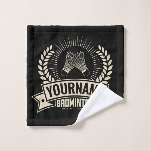 バドミントンパーソナライズされた選手の名前ラケットスポーツ バスタオルセット (ウォッシュタオル)