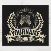 バドミントンパーソナライズされた選手の名前ラケットスポーツ ビールラベル (シングルラベル)