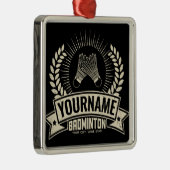バドミントンパーソナライズされた選手の名前ラケットスポーツ メタルオーナメント (右)